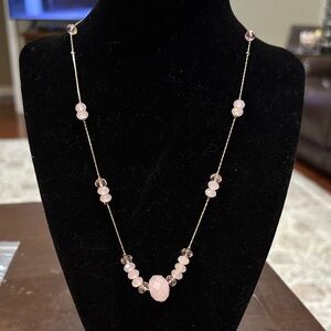Delicate Pink Beaded Pendant Necklace - Women Jewelry